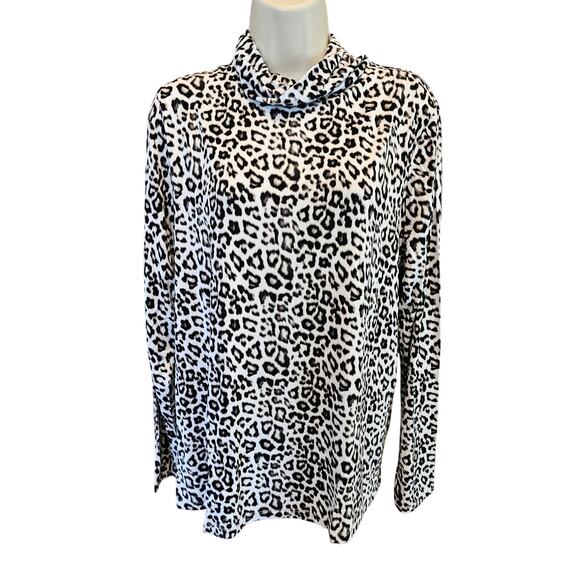 NWT snow leapord long sleeve nigh neck long sleeve soft stretch shirt top XL NEW - Picture 1 of 8